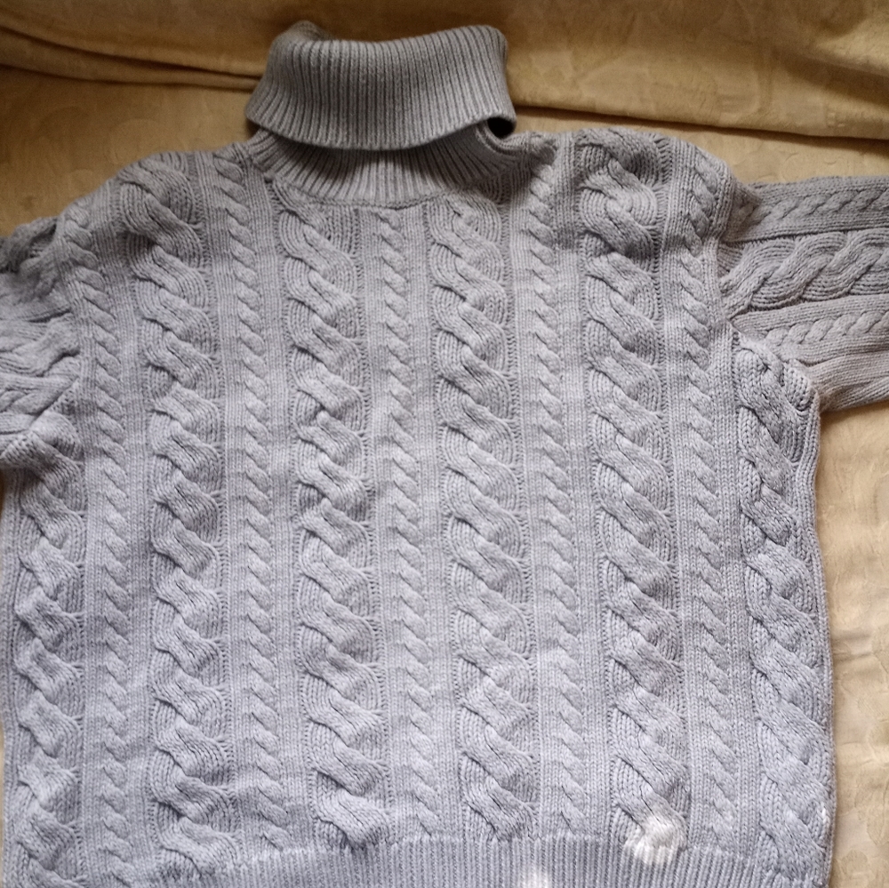 Vintage Wainscott Ivory Cable Knit Turtleneck Sweater Womens Sz Lg Heavy Warm Ex